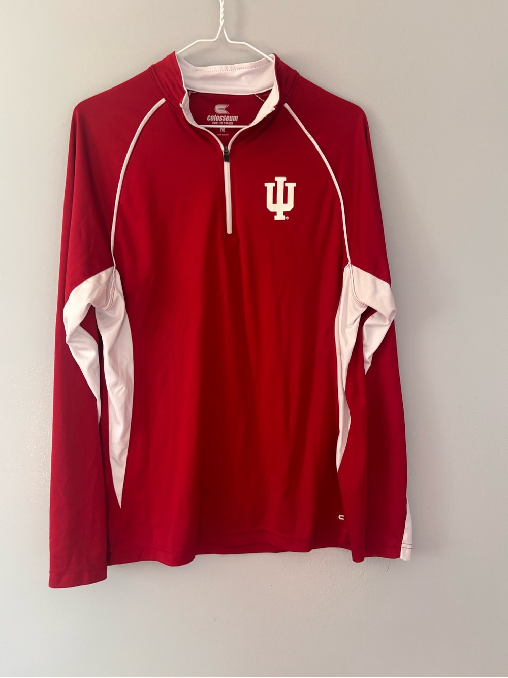 Colosseum IU Red and White Quarter-Zip Pullover